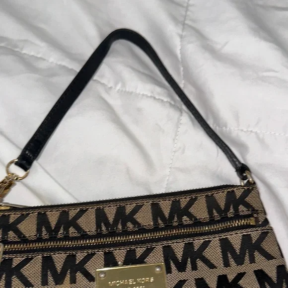 Michael Kors Black and Brown Logo Wristlet - Picture 7 of 8